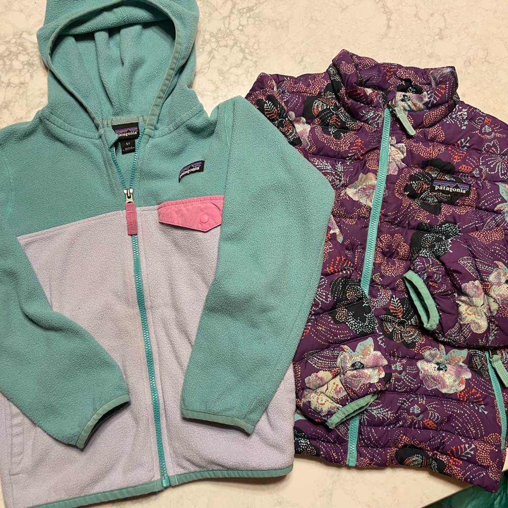 Patagonia 5t down sweater and micro fleece